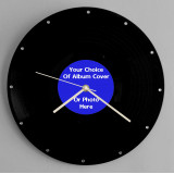 Personalised 12 inch Vinyl Record Clock With Your Own Choice Of Album Image with hour markers